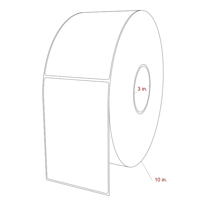 4 Inch x 6 Inch Rectangle Inkjet Label Roll - 3 Inch Core - 10 Inch Roll OD - 3D Perspective