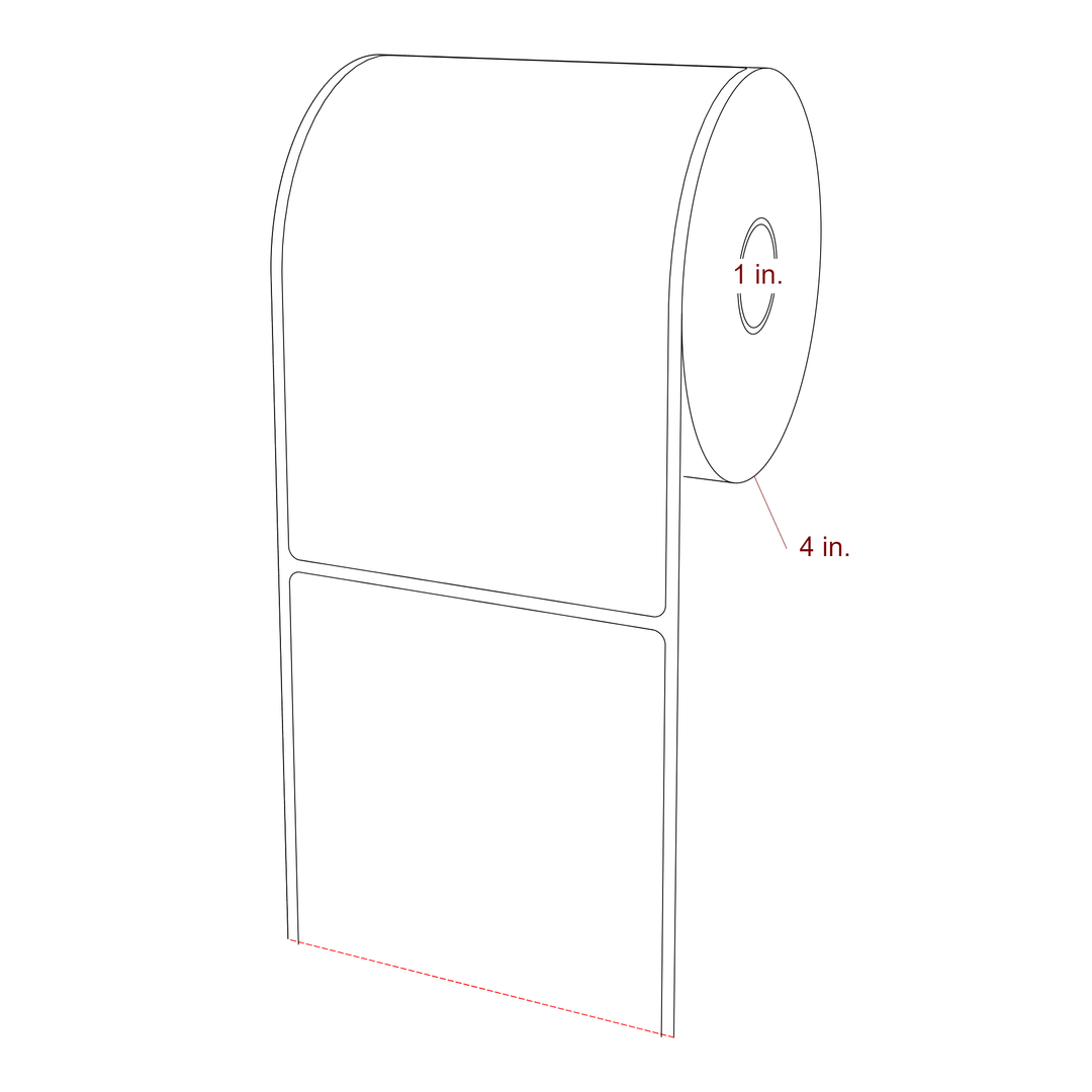 4 Inch x 6 Inch Rectangle Direct Thermal Label Roll | 0.125 in. Gutter - NA Inch Core - NA Inch Roll OD - 3D Perspective