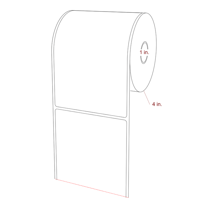 4 Inch x 6 Inch Rectangle Direct Thermal Label Roll | 0.125 in. Gutter - NA Inch Core - NA Inch Roll OD - 3D Perspective