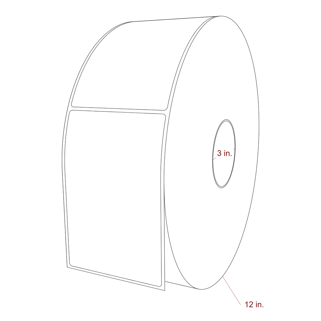 4 Inch x 6 Inch Rectangle Direct Thermal Label Roll | 0.125 in. Gutter - NA Inch Core - NA Inch Roll OD - 3D Perspective