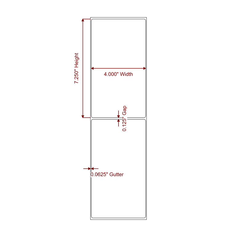 4" x 7.25" Inkjet Label Rolls | Fits Epson ColorWorks, VIPColor & Primera - Label Diagram