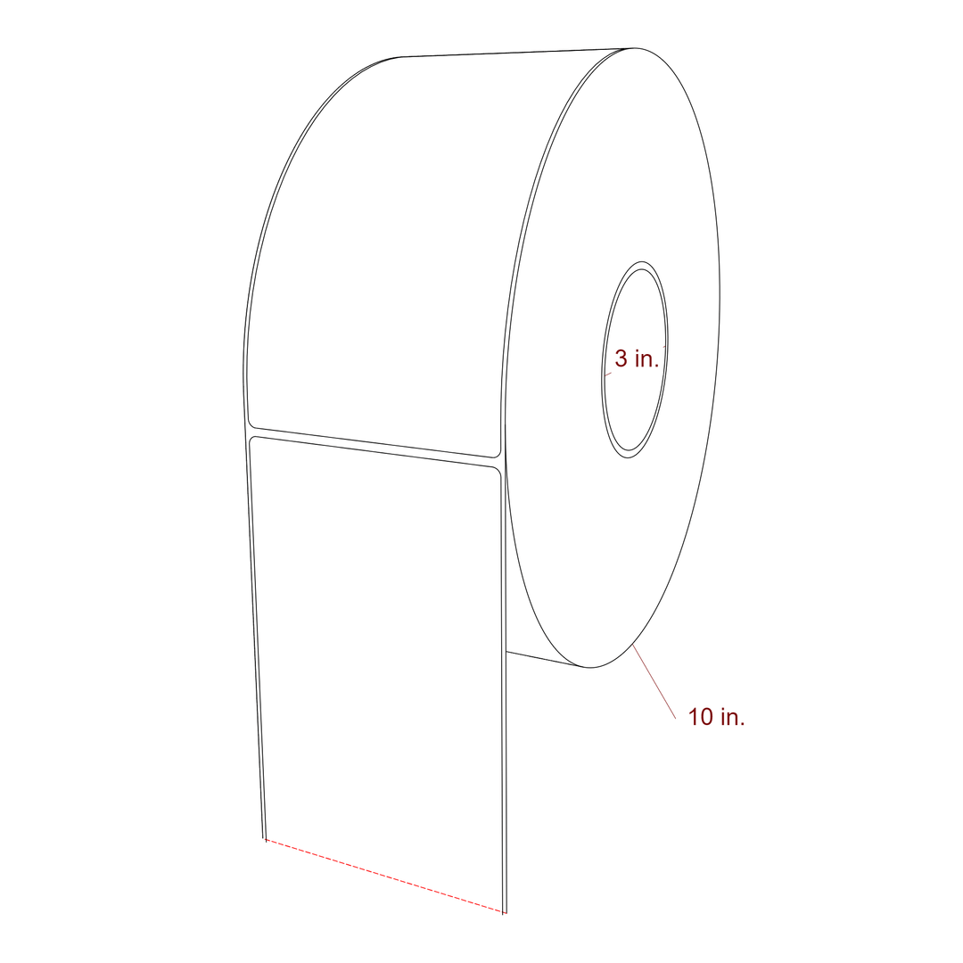 4 Inch x 7.75 Inch Rectangle Inkjet Label Roll - 3 Inch Core - 10 Inch Roll OD - 3D Perspective
