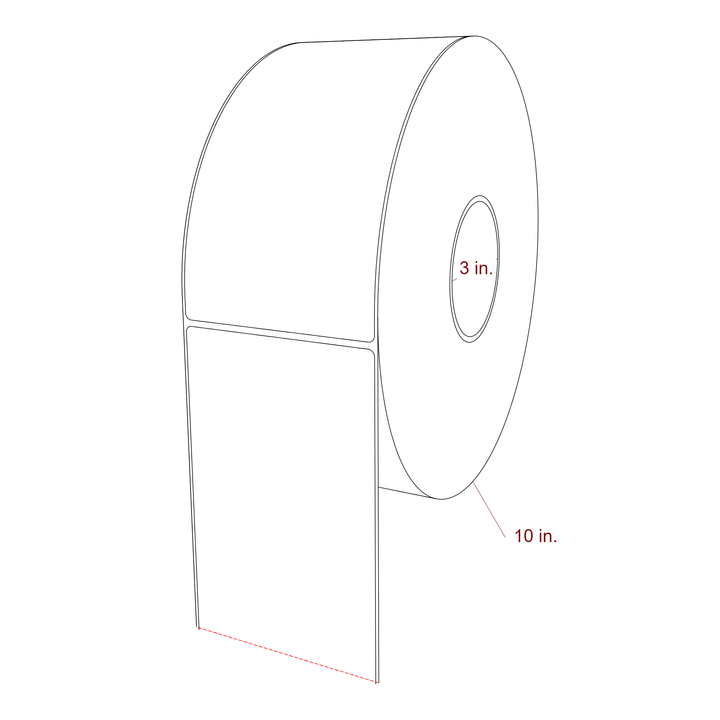 4 Inch x 7.75 Inch Rectangle Inkjet Label Roll - 3 Inch Core - 10 Inch Roll OD - 3D Perspective