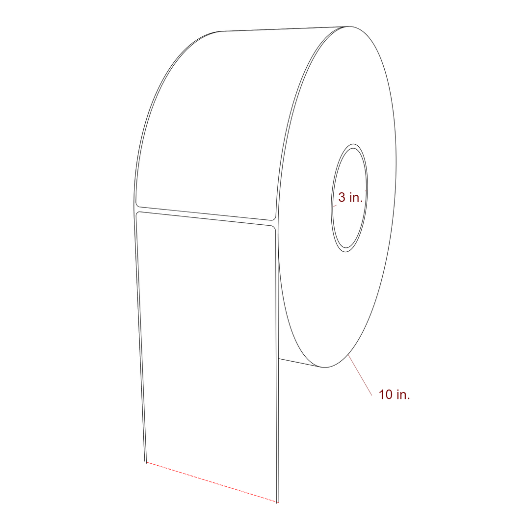 4 Inch x 7 Inch Rectangle Inkjet Label Roll - 3 Inch Core - 10 Inch Roll OD - 3D Perspective