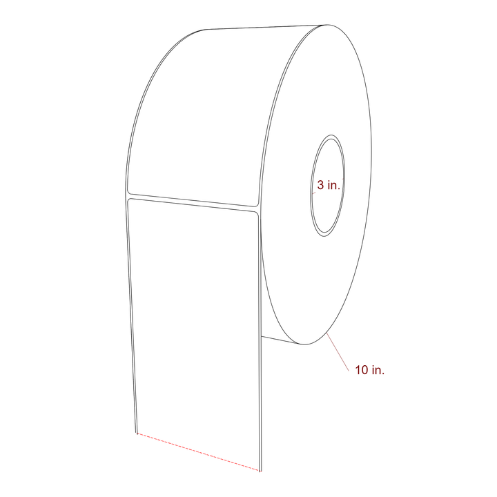 4 Inch x 7 Inch Rectangle Inkjet Label Roll - 3 Inch Core - 10 Inch Roll OD - 3D Perspective