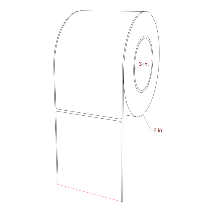 4 Inch x 7 Inch Rectangle Inkjet Label Roll - 3 Inch Core - 6 Inch Roll OD - 3D Perspective