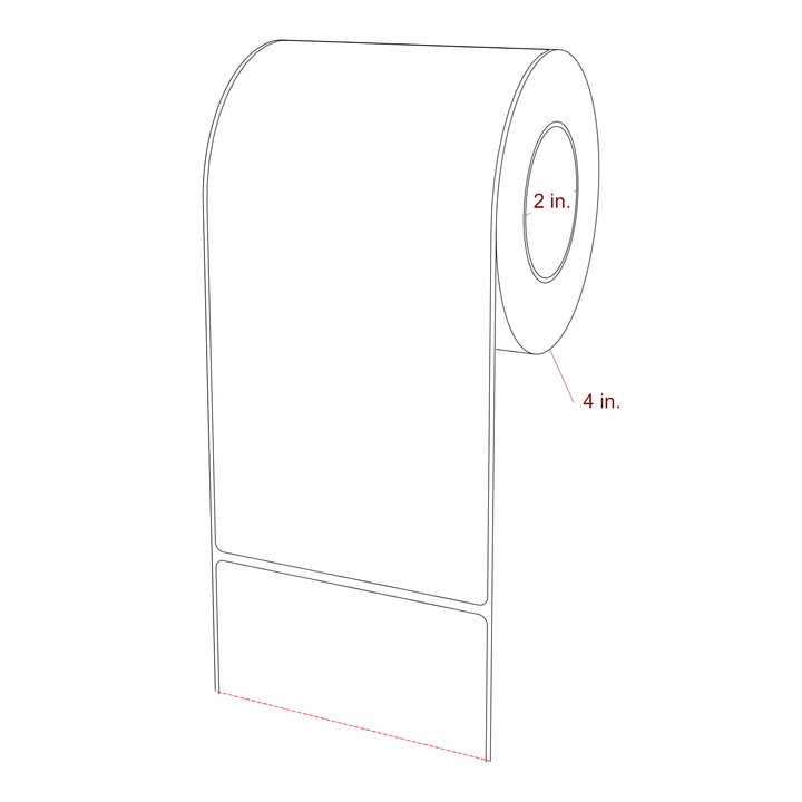 4 Inch x 8 Inch Rectangle Inkjet Label Roll - 2 Inch Core - 4 Inch Roll OD - 3D Perspective