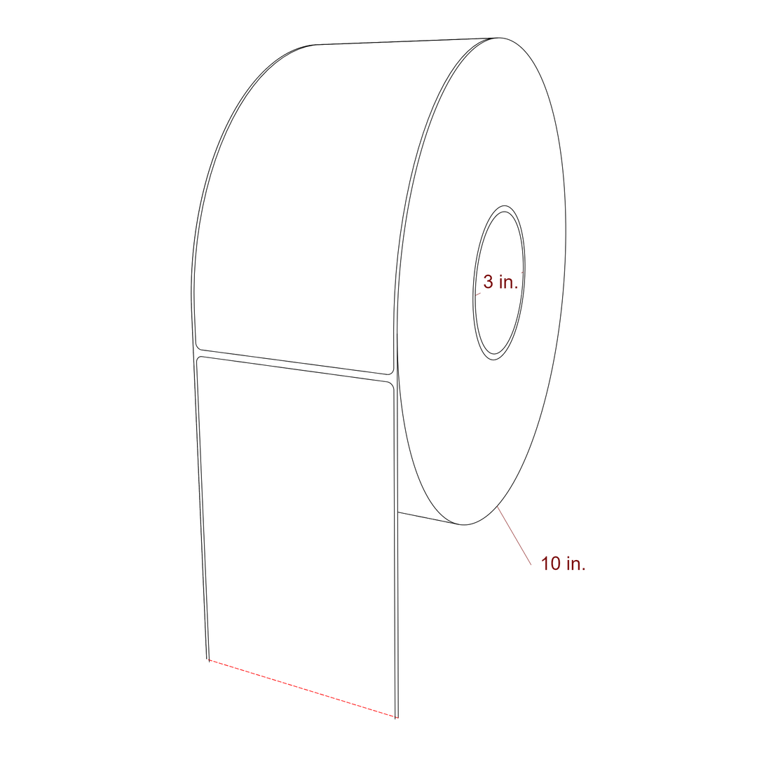 4 Inch x 8 Inch Rectangle Inkjet Label Roll - 3 Inch Core - 10 Inch Roll OD - 3D Perspective