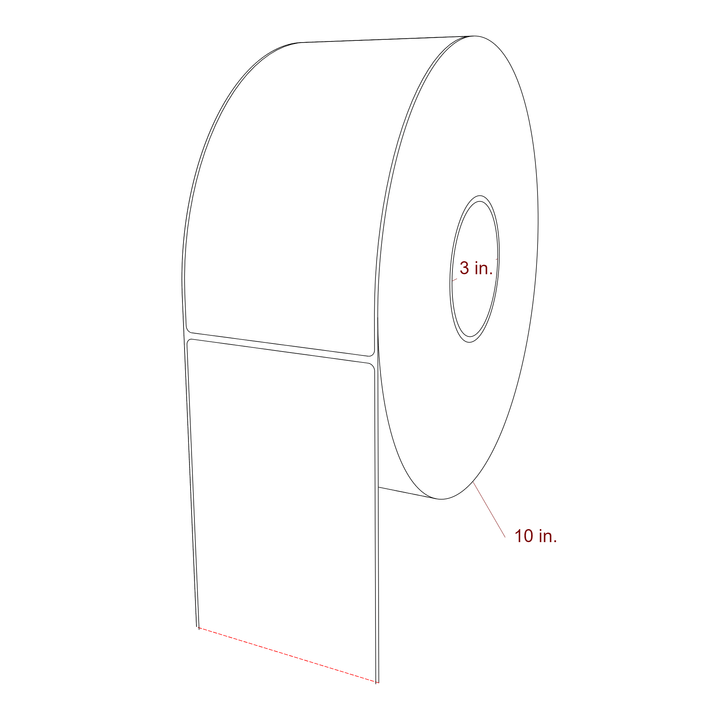 4 Inch x 8 Inch Rectangle Inkjet Label Roll - 3 Inch Core - 10 Inch Roll OD - 3D Perspective