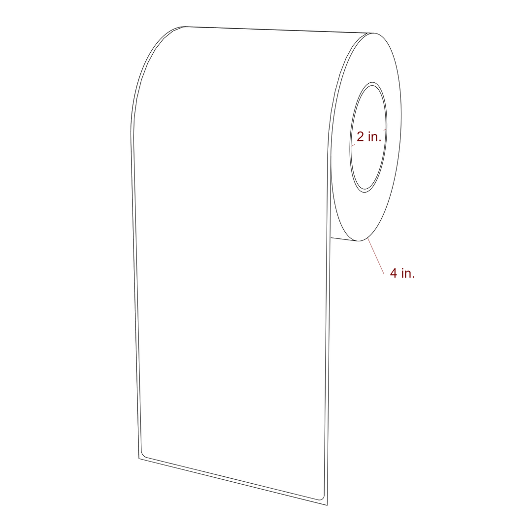 4 Inch x 9.75 Inch Rectangle Inkjet Label Roll - 2 Inch Core - 4 Inch Roll OD - 3D Perspective