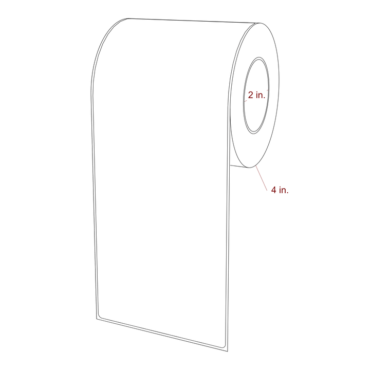 4 Inch x 9.75 Inch Rectangle Inkjet Label Roll - 2 Inch Core - 4 Inch Roll OD - 3D Perspective
