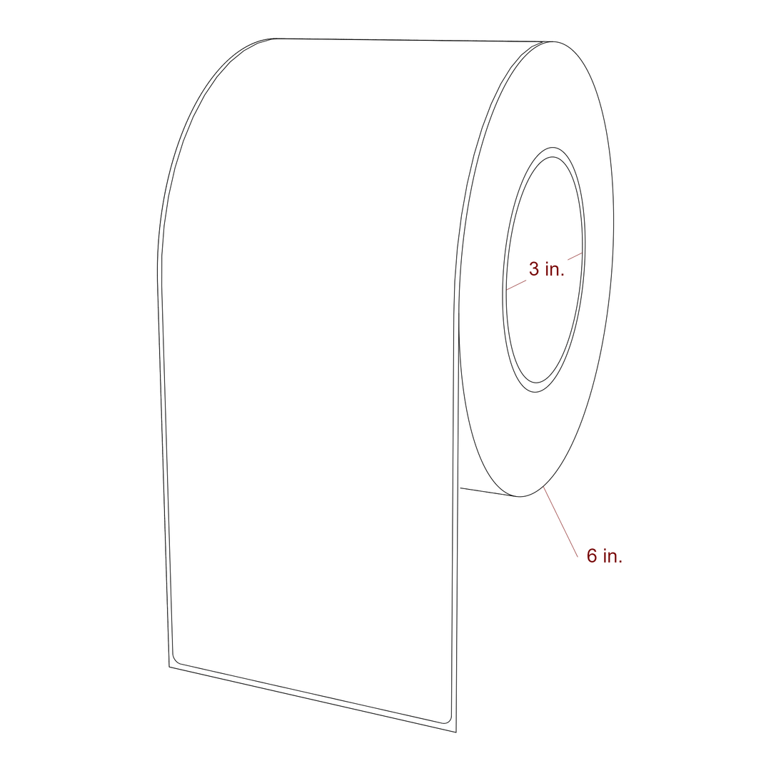 4 Inch x 9.75 Inch Rectangle Inkjet Label Roll - 3 Inch Core - 6 Inch Roll OD - 3D Perspective