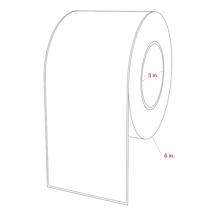 4 Inch x 9.75 Inch Rectangle Inkjet Label Roll - 3 Inch Core - 6 Inch Roll OD - 3D Perspective