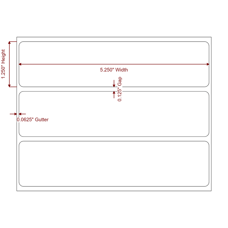 5.25" x 1.25" Inkjet Label Rolls | Fits Epson ColorWorks, VIPColor & Primera - Label Diagram