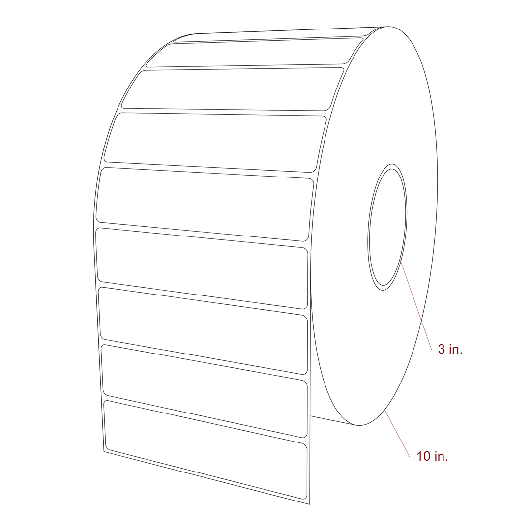 5.25 Inch x 1.25 Inch Rectangle Inkjet Label Roll - 3 Inch Core - 10 Inch Roll OD - 3D Perspective
