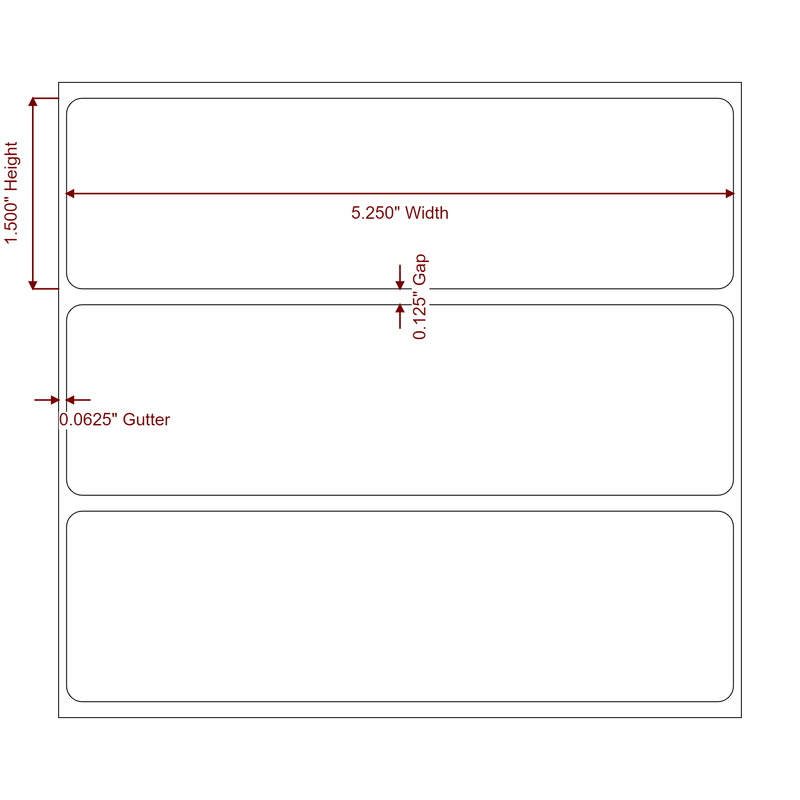 5.25" x 1.5" Inkjet Label Rolls | Fits Epson ColorWorks, VIPColor & Primera - Label Diagram