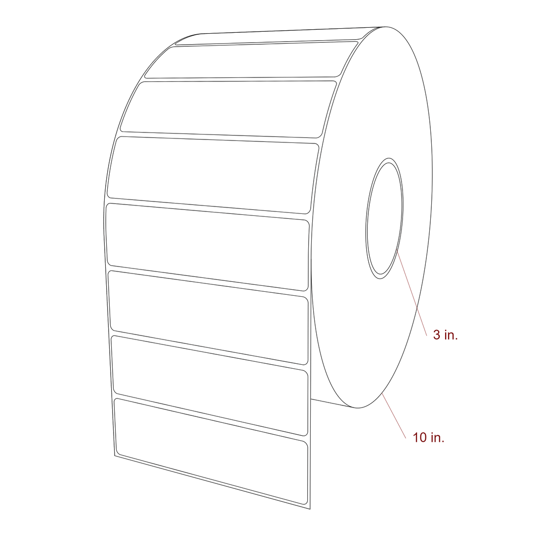 5.25 Inch x 1.5 Inch Rectangle Inkjet Label Roll - 3 Inch Core - 10 Inch Roll OD - 3D Perspective