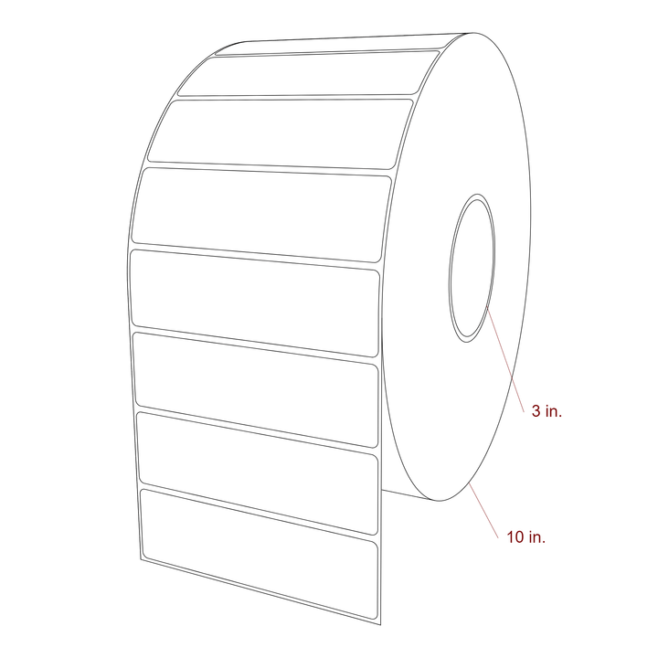 5.25 Inch x 1.5 Inch Rectangle Inkjet Label Roll - 3 Inch Core - 10 Inch Roll OD - 3D Perspective