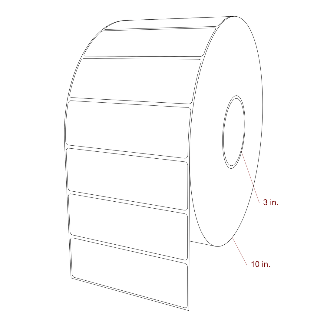 5.25 Inch x 1.75 Inch Rectangle Inkjet Label Roll - 3 Inch Core - 10 Inch Roll OD - 3D Perspective
