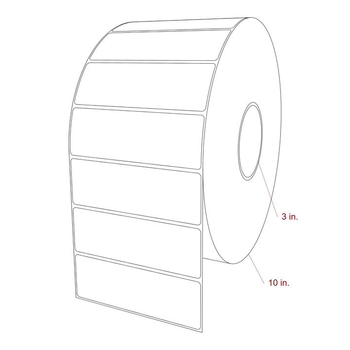 5.25 Inch x 1.75 Inch Rectangle Inkjet Label Roll - 3 Inch Core - 10 Inch Roll OD - 3D Perspective