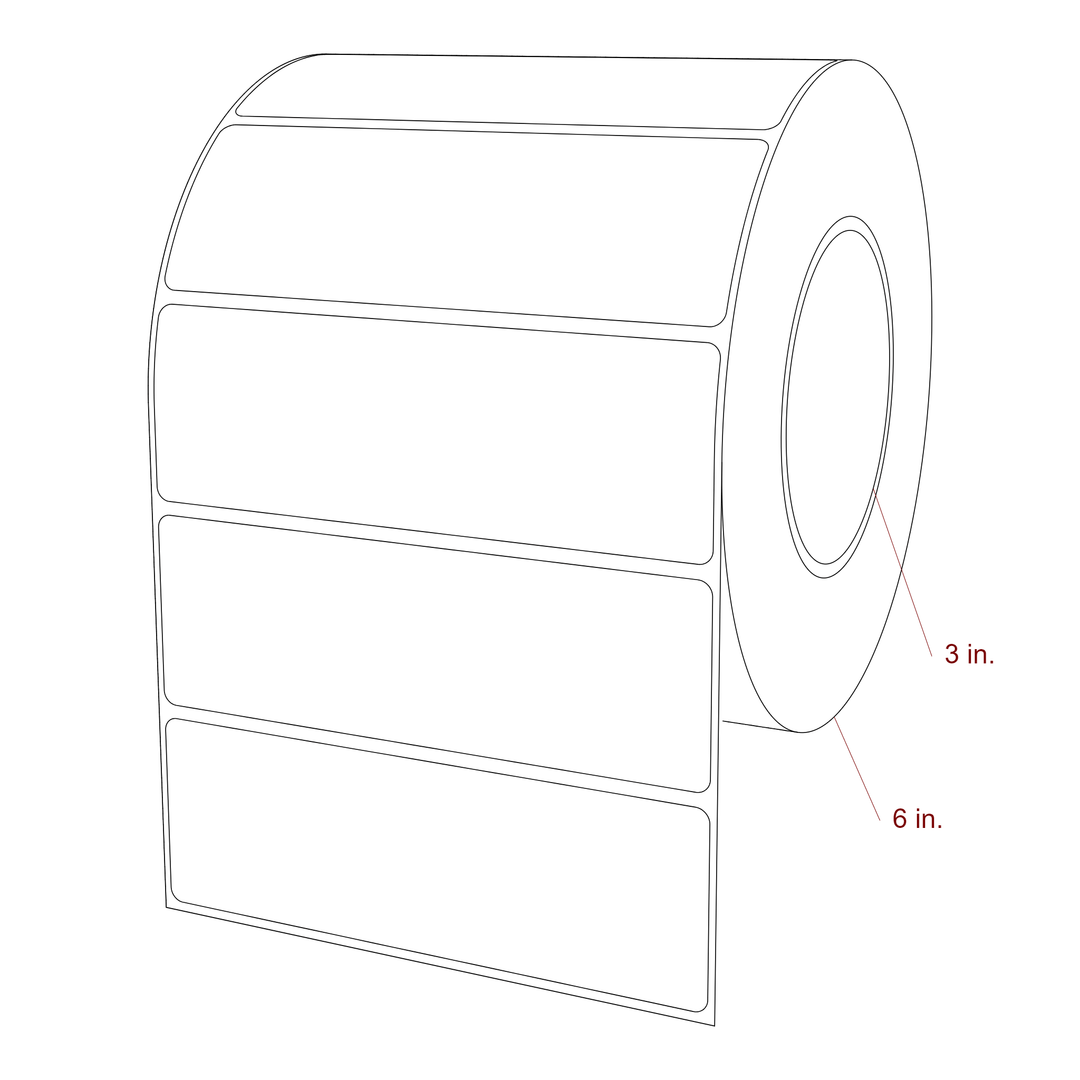 5.25 Inch x 1.75 Inch Rectangle Inkjet Label Roll - 3 Inch Core - 6 Inch Roll OD - 3D Perspective