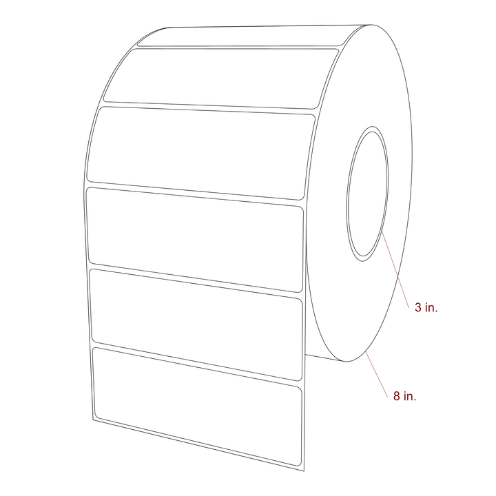 5.25 Inch x 1.75 Inch Rectangle Inkjet Label Roll - 3 Inch Core - 8 Inch Roll OD - 3D Perspective
