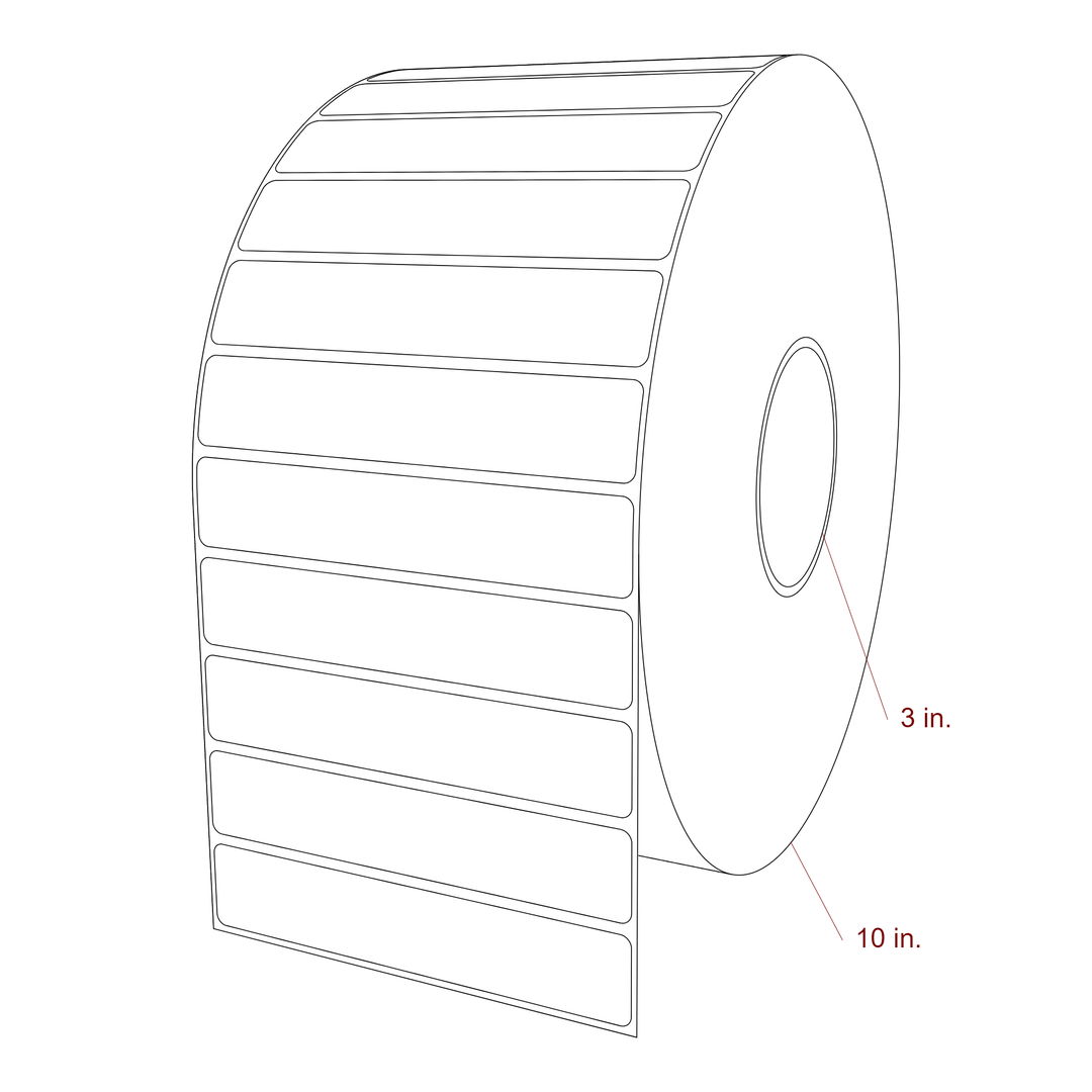 5.25 Inch x 1 Inch Rectangle Inkjet Label Roll - 3 Inch Core - 10 Inch Roll OD - 3D Perspective