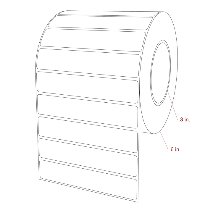 5.25 Inch x 1 Inch Rectangle Inkjet Label Roll - 3 Inch Core - 6 Inch Roll OD - 3D Perspective