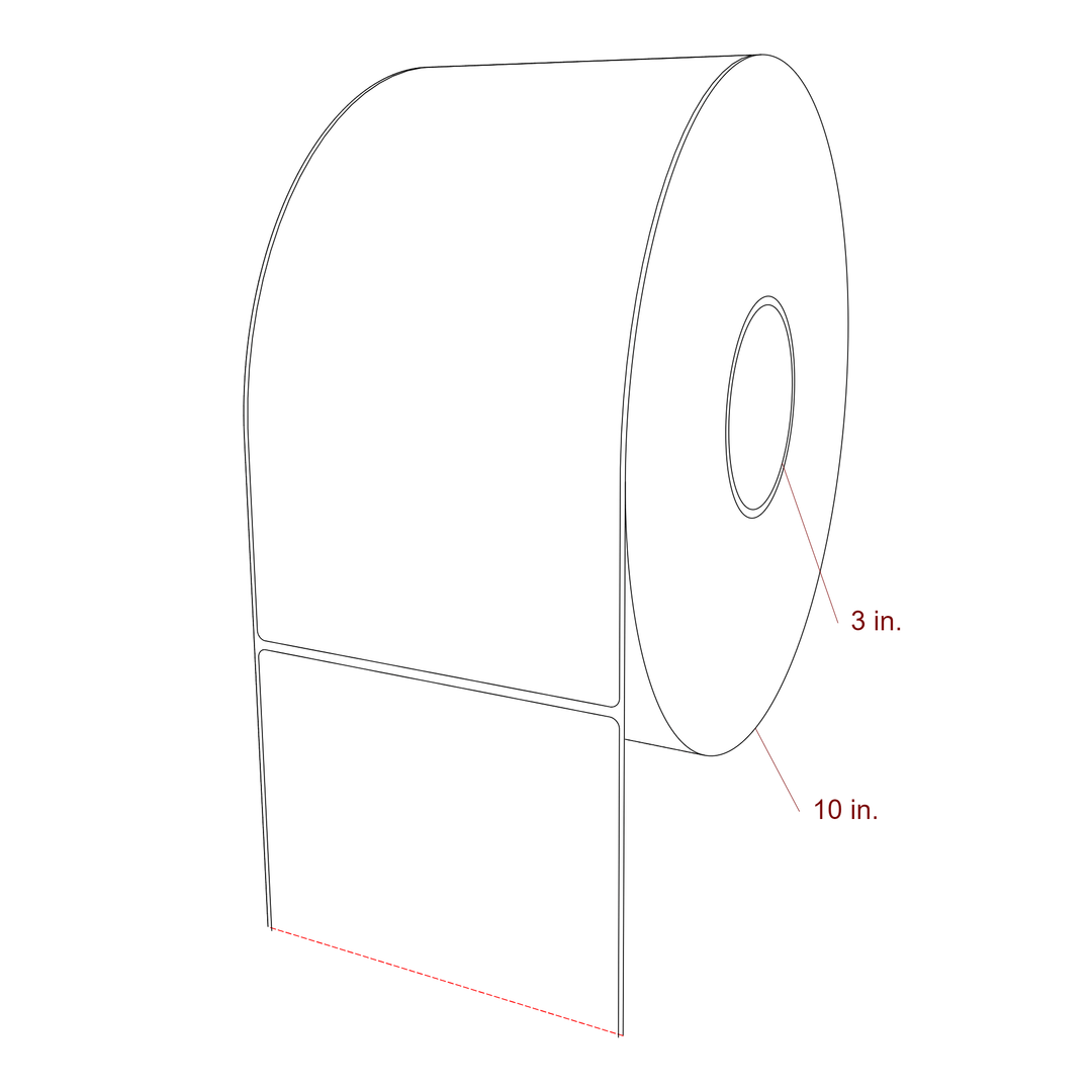 5.25 Inch x 10 Inch Rectangle Inkjet Label Roll - 3 Inch Core - 10 Inch Roll OD - 3D Perspective