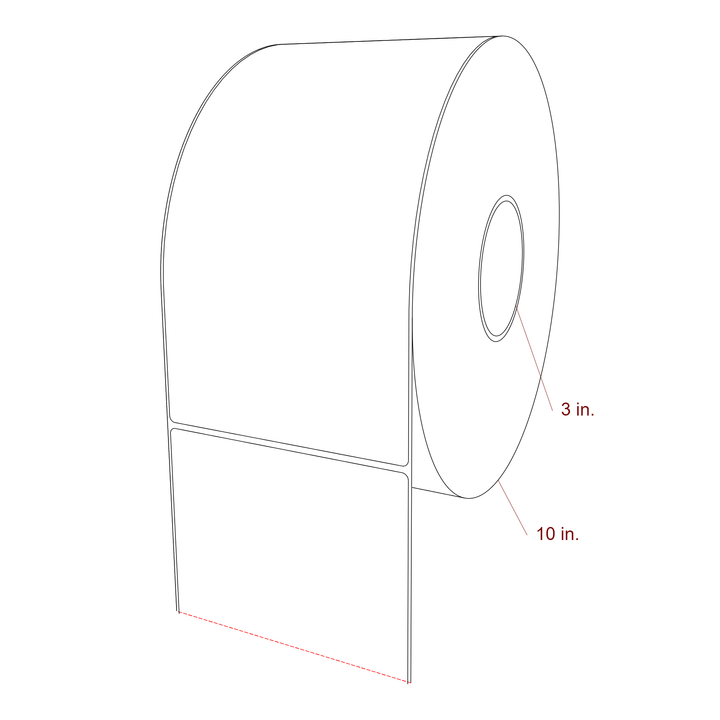 5.25 Inch x 10 Inch Rectangle Inkjet Label Roll - 3 Inch Core - 10 Inch Roll OD - 3D Perspective
