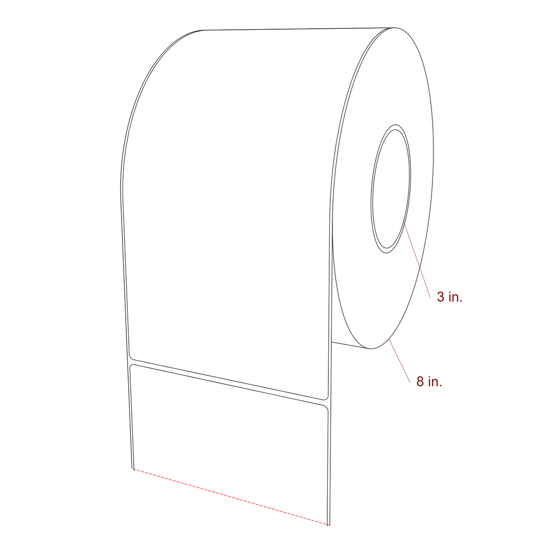 5.25 Inch x 10 Inch Rectangle Inkjet Label Roll - 3 Inch Core - 8 Inch Roll OD - 3D Perspective