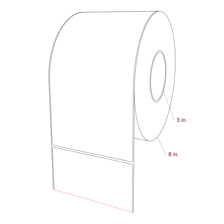 5.25 Inch x 10 Inch Rectangle Inkjet Label Roll - 3 Inch Core - 8 Inch Roll OD - 3D Perspective