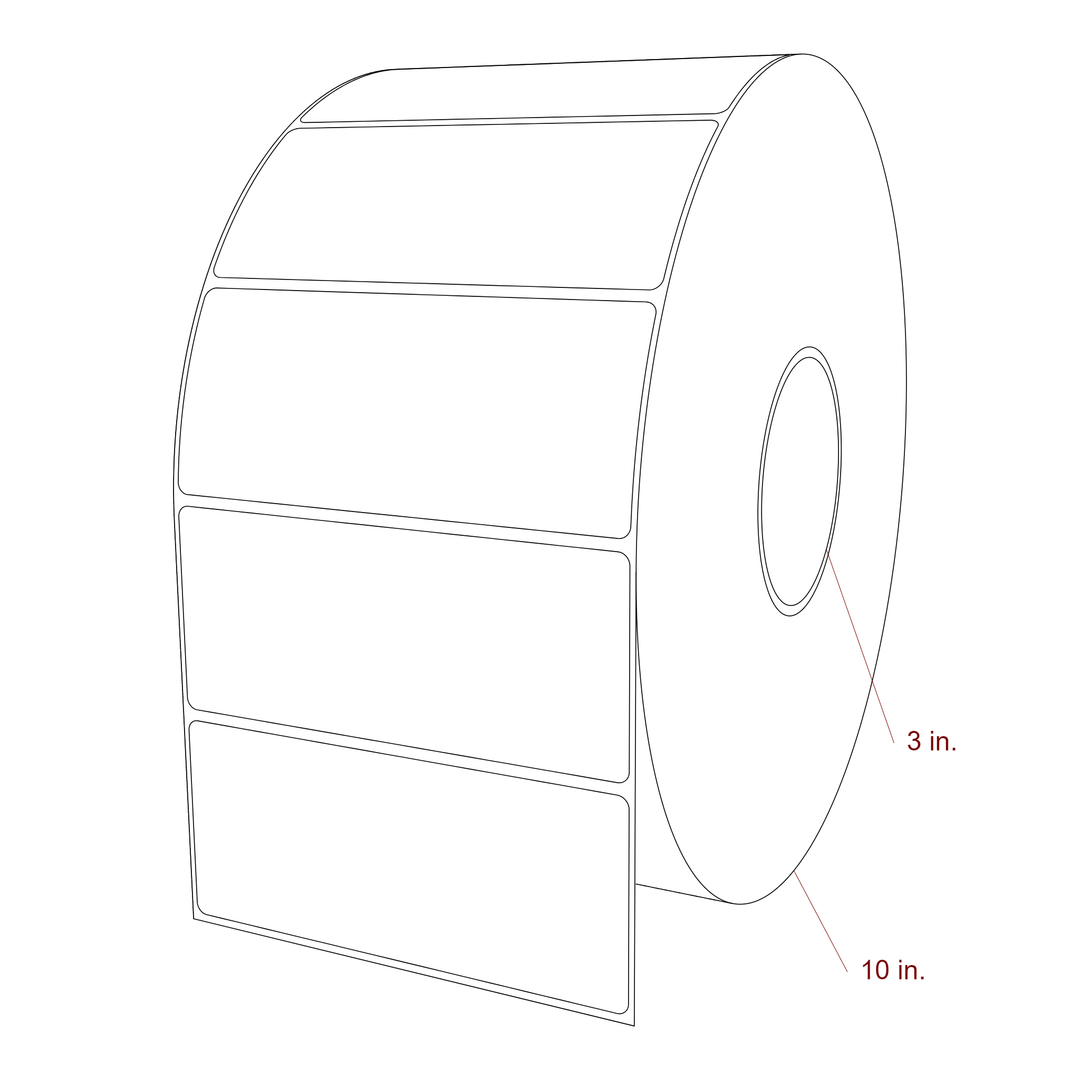 5.25 Inch x 2.25 Inch Rectangle Inkjet Label Roll - 3 Inch Core - 10 Inch Roll OD - 3D Perspective