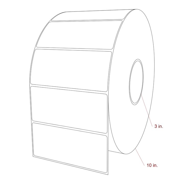5.25 Inch x 2.25 Inch Rectangle Inkjet Label Roll - 3 Inch Core - 10 Inch Roll OD - 3D Perspective