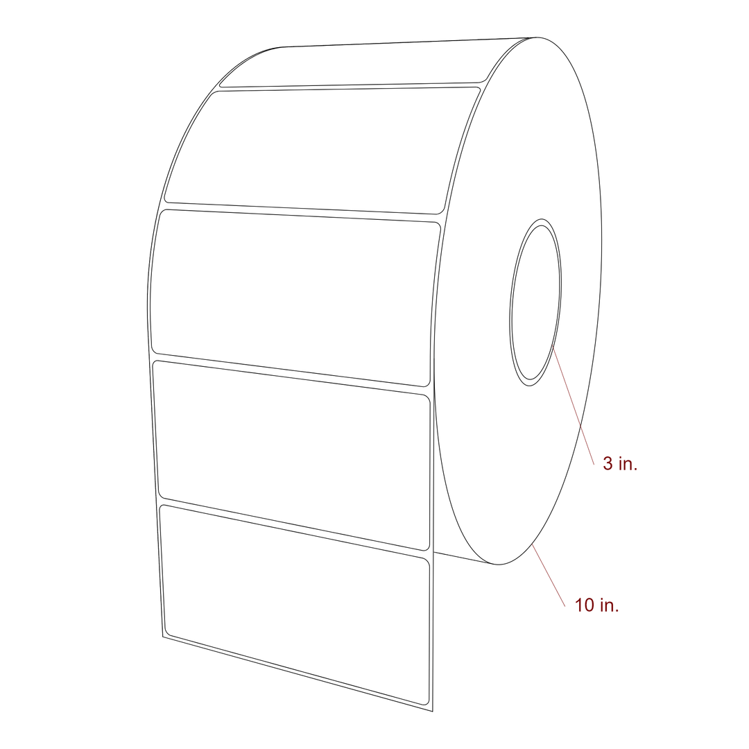 5.25 Inch x 2.5 Inch Rectangle Inkjet Label Roll - 3 Inch Core - 10 Inch Roll OD - 3D Perspective