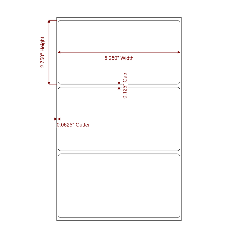 5.25" x 2.75" Inkjet Label Rolls | Fits Epson ColorWorks, VIPColor & Primera - Label Diagram