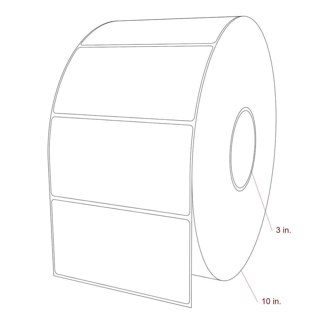 5.25 Inch x 2.75 Inch Rectangle Inkjet Label Roll - 3 Inch Core - 10 Inch Roll OD - 3D Perspective