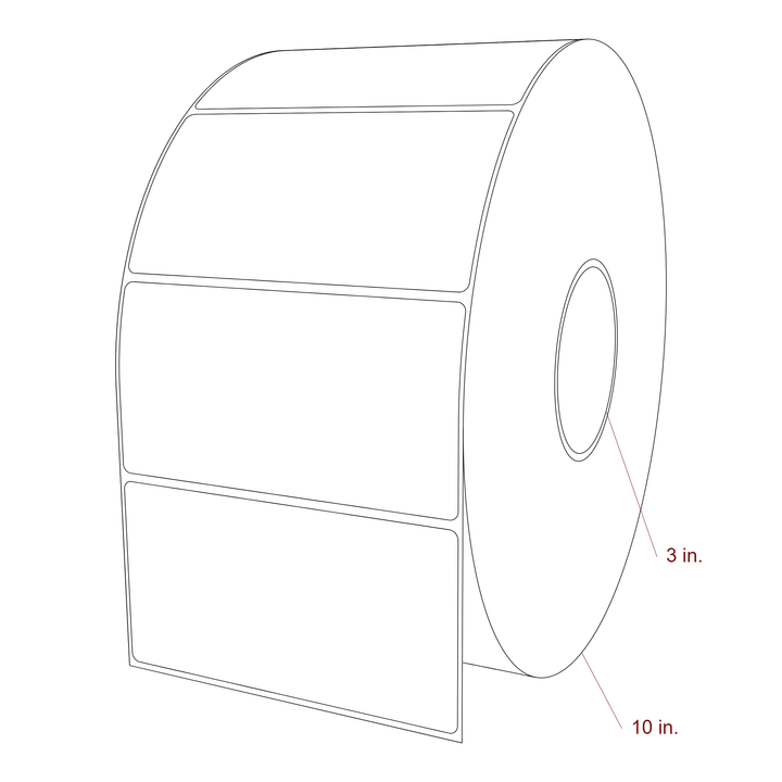 5.25 Inch x 2.75 Inch Rectangle Inkjet Label Roll - 3 Inch Core - 10 Inch Roll OD - 3D Perspective