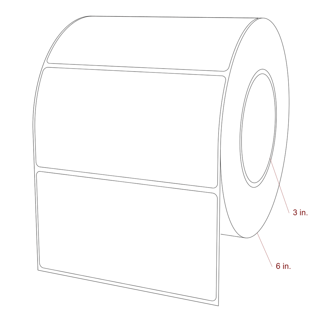 5.25 Inch x 2.75 Inch Rectangle Inkjet Label Roll - 3 Inch Core - 6 Inch Roll OD - 3D Perspective