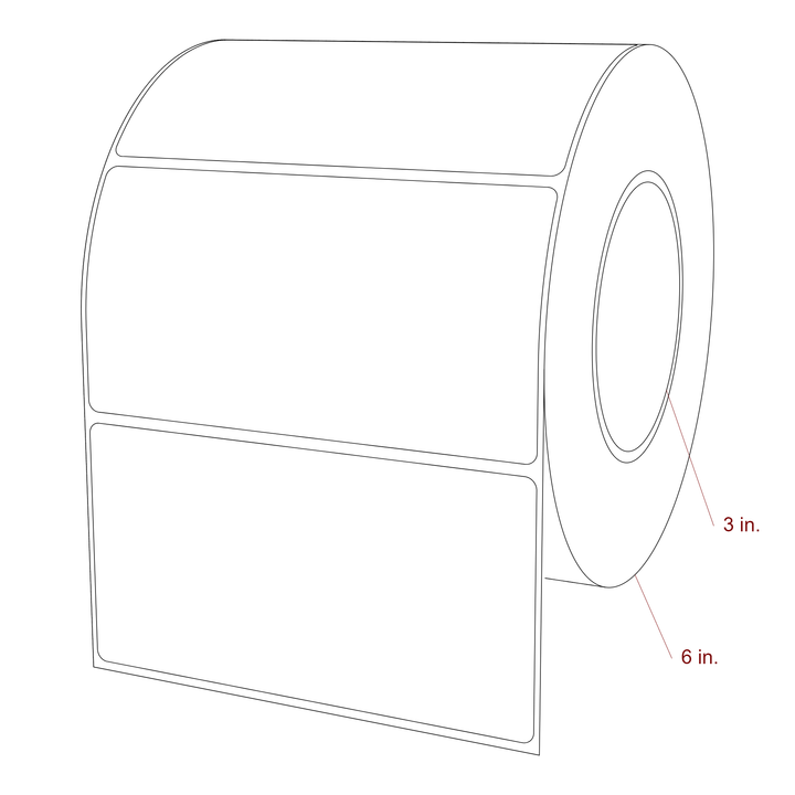 5.25 Inch x 2.75 Inch Rectangle Inkjet Label Roll - 3 Inch Core - 6 Inch Roll OD - 3D Perspective