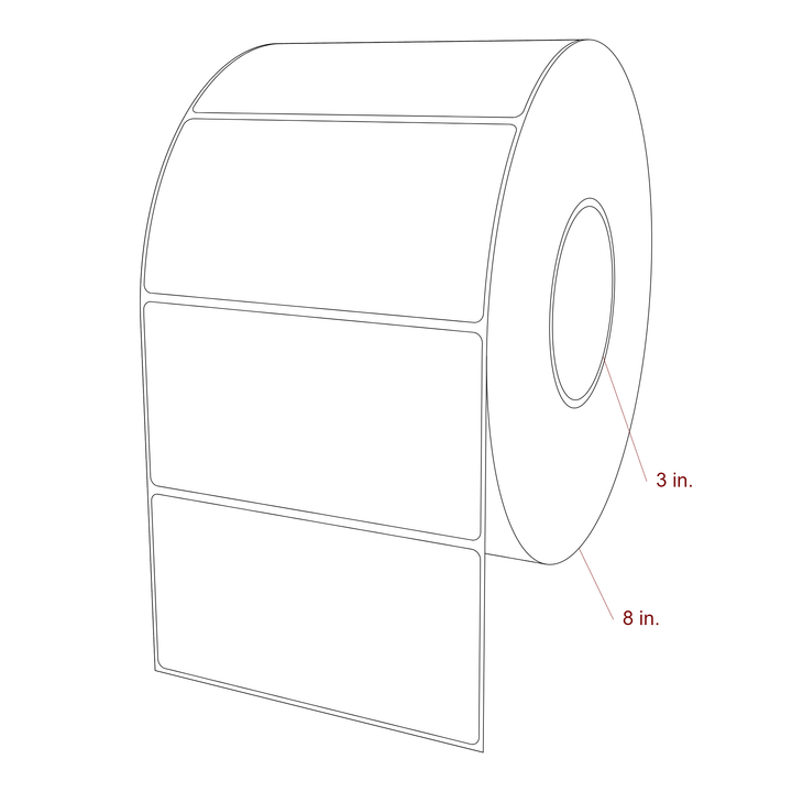 5.25 Inch x 2.75 Inch Rectangle Inkjet Label Roll - 3 Inch Core - 8 Inch Roll OD - 3D Perspective