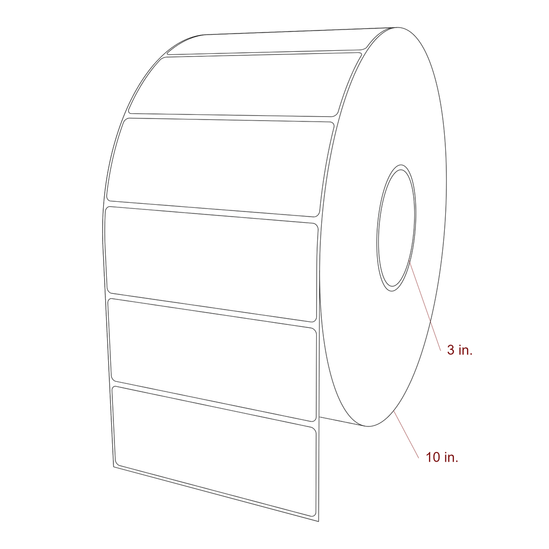 5.25 Inch x 2 Inch Rectangle Inkjet Label Roll - 3 Inch Core - 10 Inch Roll OD - 3D Perspective