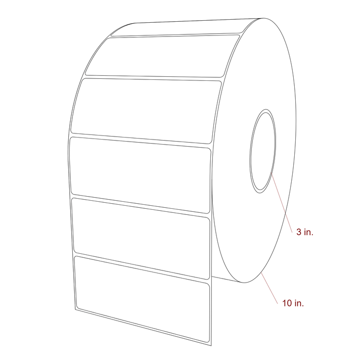 5.25 Inch x 2 Inch Rectangle Inkjet Label Roll - 3 Inch Core - 10 Inch Roll OD - 3D Perspective