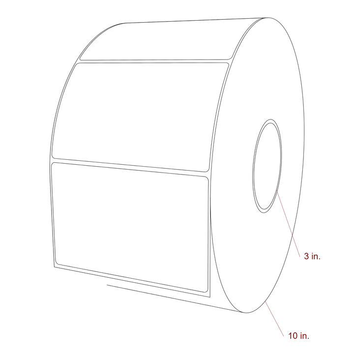 5.25 Inch x 3.25 Inch Rectangle Inkjet Label Roll - 3 Inch Core - 10 Inch Roll OD - 3D Perspective
