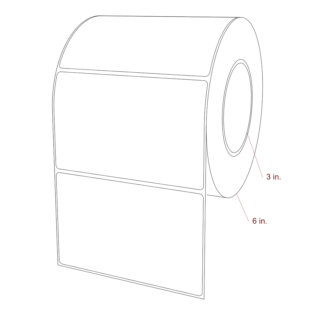 5.25 Inch x 3.25 Inch Rectangle Inkjet Label Roll - 3 Inch Core - 6 Inch Roll OD - 3D Perspective