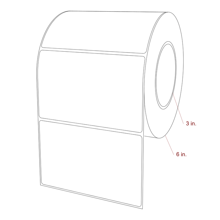 5.25 Inch x 3.25 Inch Rectangle Inkjet Label Roll - 3 Inch Core - 6 Inch Roll OD - 3D Perspective