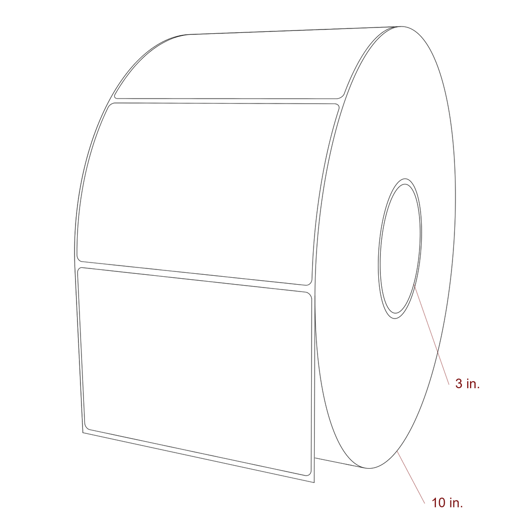 5.25 Inch x 3.5 Inch Rectangle Inkjet Label Roll - 3 Inch Core - 10 Inch Roll OD - 3D Perspective