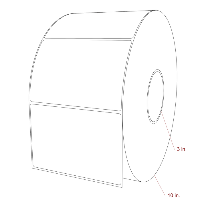 5.25 Inch x 3.5 Inch Rectangle Inkjet Label Roll - 3 Inch Core - 10 Inch Roll OD - 3D Perspective