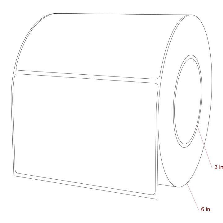 5.25 Inch x 3.5 Inch Rectangle Inkjet Label Roll - 3 Inch Core - 6 Inch Roll OD - 3D Perspective