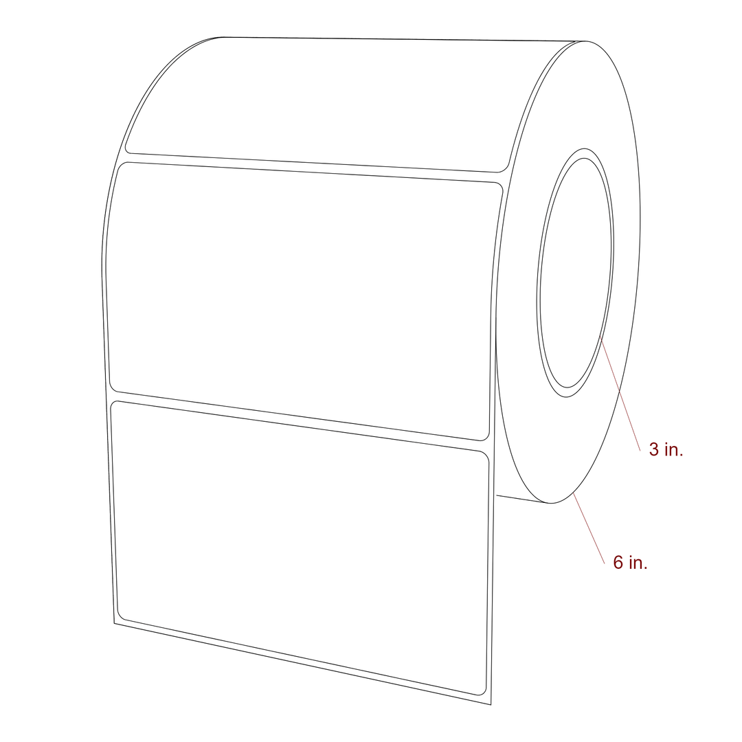 5.25 Inch x 3 Inch Rectangle Inkjet Label Roll - 3 Inch Core - 6 Inch Roll OD - 3D Perspective